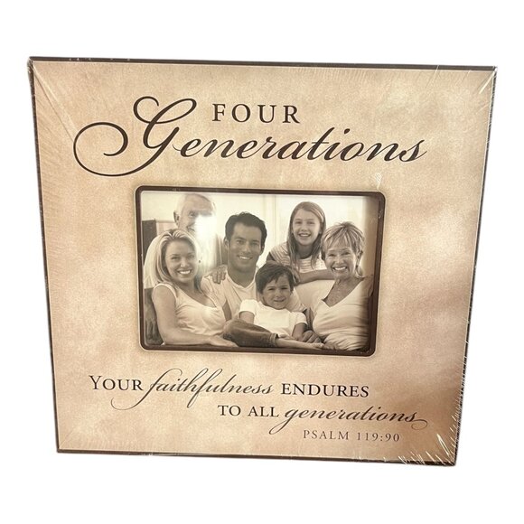 Four Generations Wooden Photo Frame Hold 5" X 7" Standing/Hanging Psalm 119:90 - Picture 1 of 4